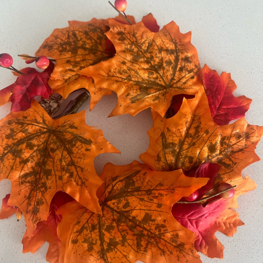 Autumn Leaf Wreath - Orange and Red